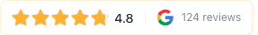 Compact inline google review widget badge with stars, rating, and review count